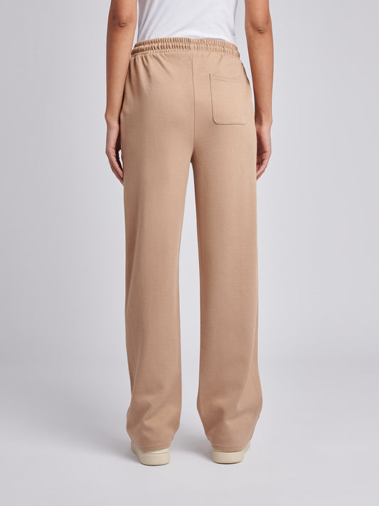 Womens Twill Texture Wide Leg Jogger in Natural