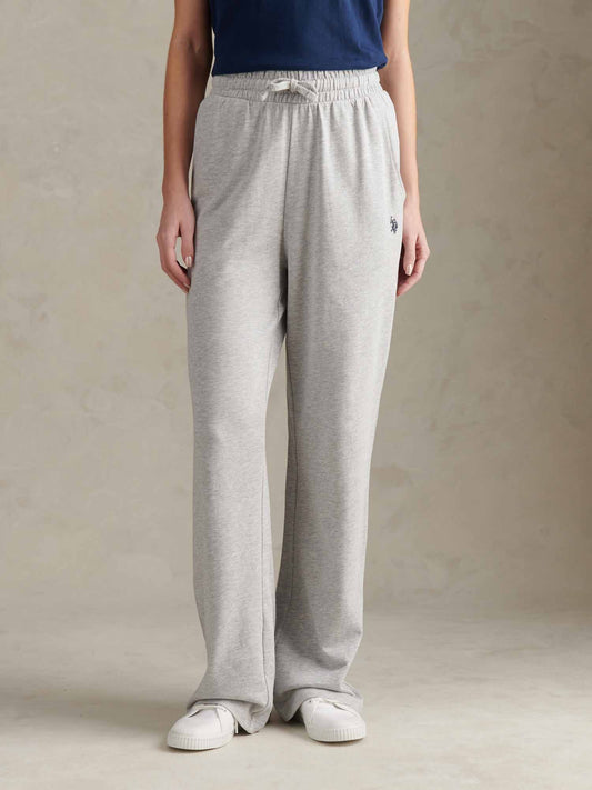 Womens Double Horsemen Wide Leg Jogger in Pearl Grey Marl