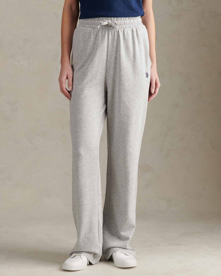 Womens Double Horsemen Wide Leg Jogger in Pearl Grey Marl