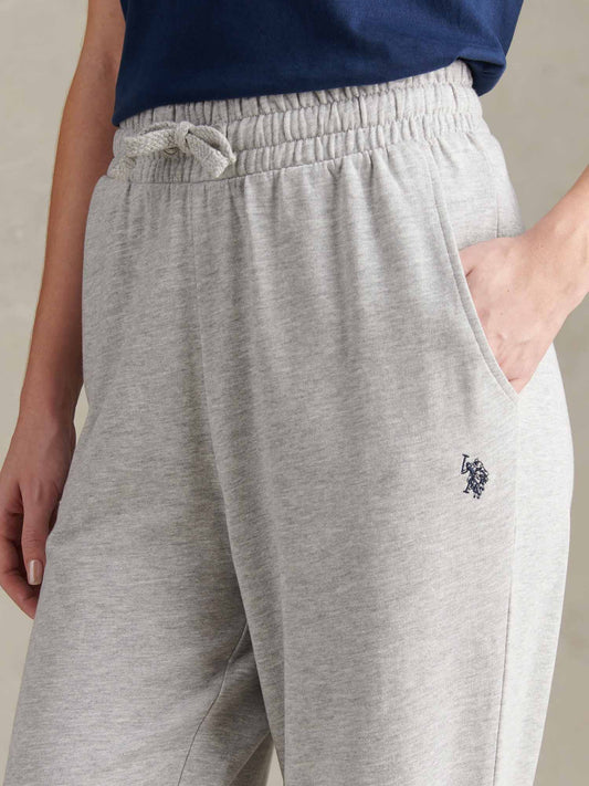 Womens Double Horsemen Wide Leg Jogger in Pearl Grey Marl