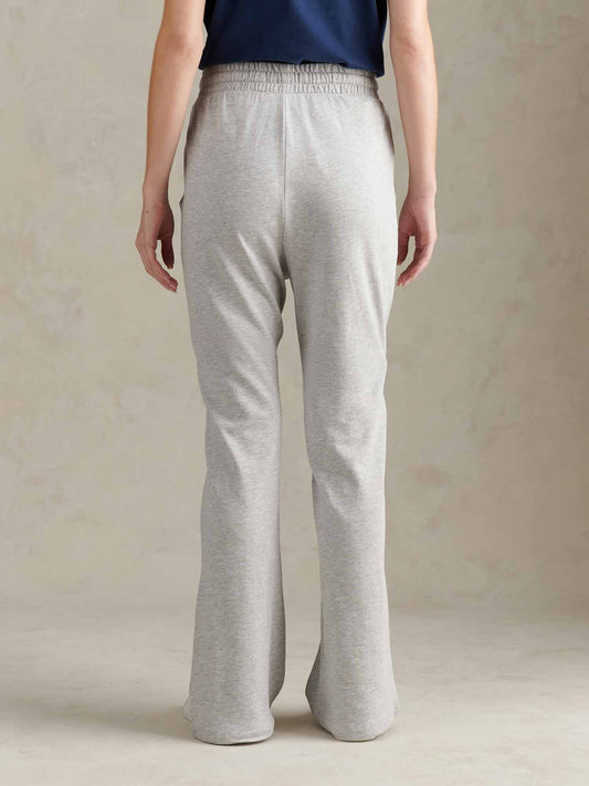 Womens Double Horsemen Wide Leg Jogger in Pearl Grey Marl
