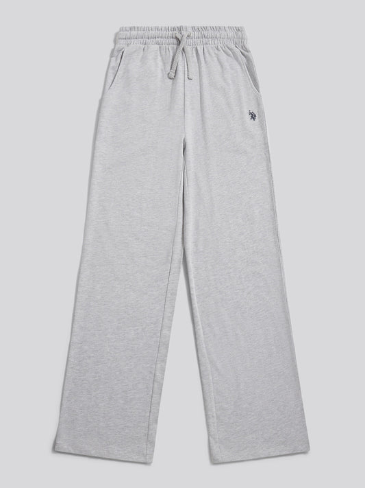 Womens Double Horsemen Wide Leg Jogger in Pearl Grey Marl