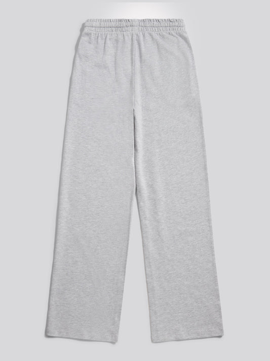 Womens Double Horsemen Wide Leg Jogger in Pearl Grey Marl