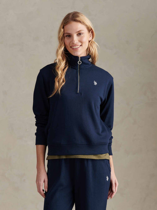 DHM LB Quarter Zip Swe Navy Iris