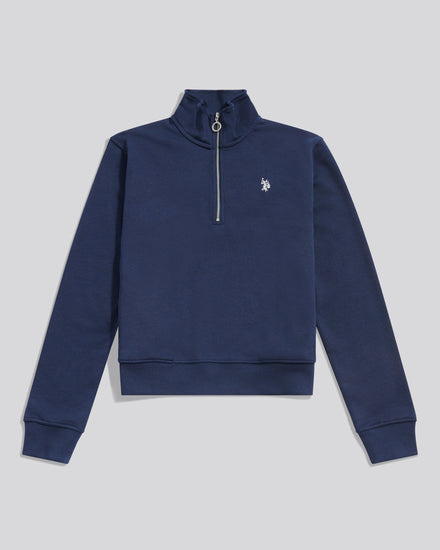 Womens Double Horsemen ¼ Zip Sweat in Navy Iris