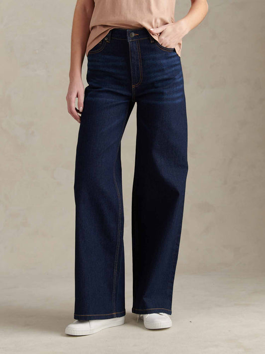 Womens Wide Fit Jean Dark Indigo Wash