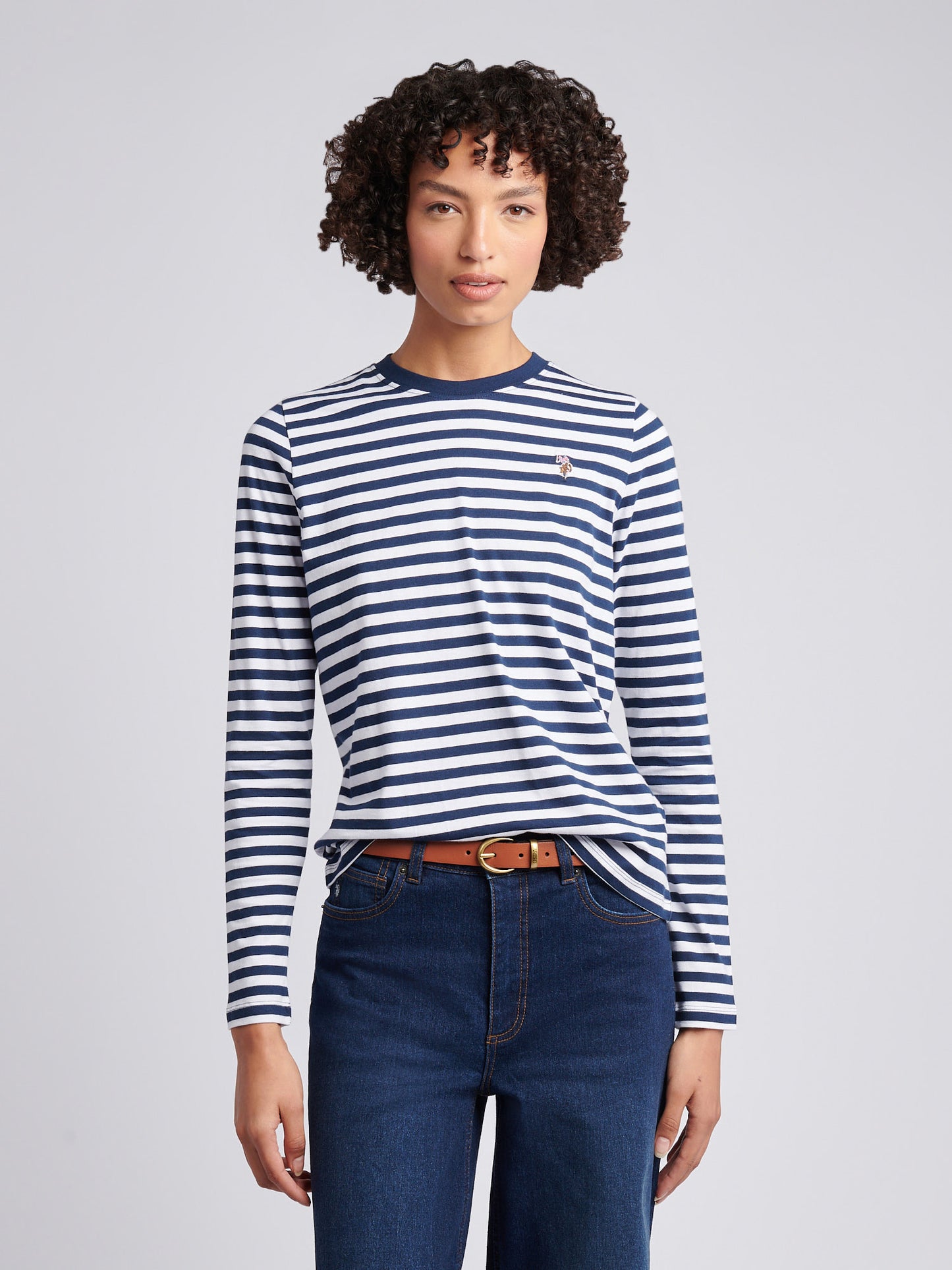 Stripe ls tee marynarka wojenna