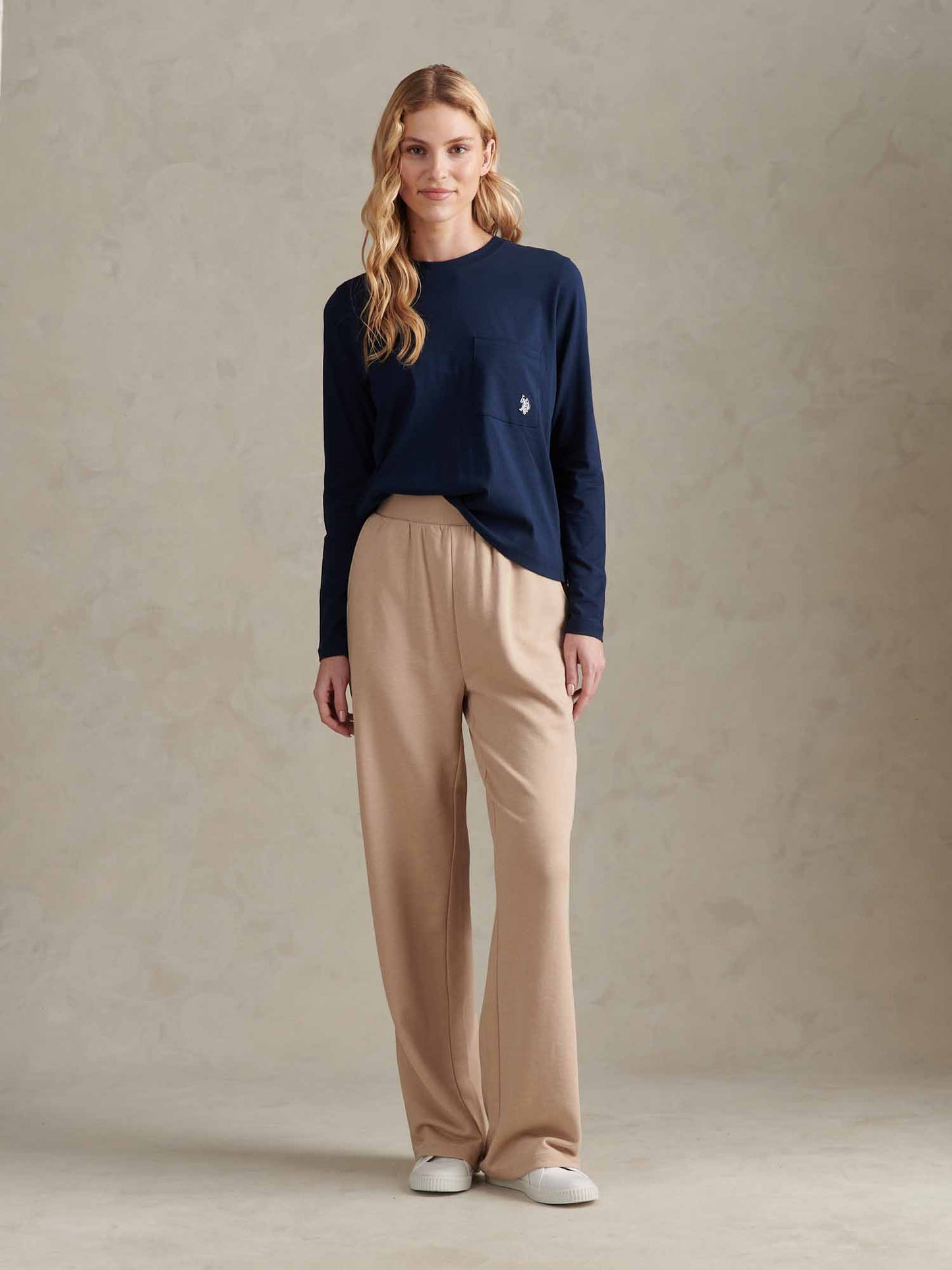 Womens Long Sleeve Pocket T-Shirt in Navy Iris