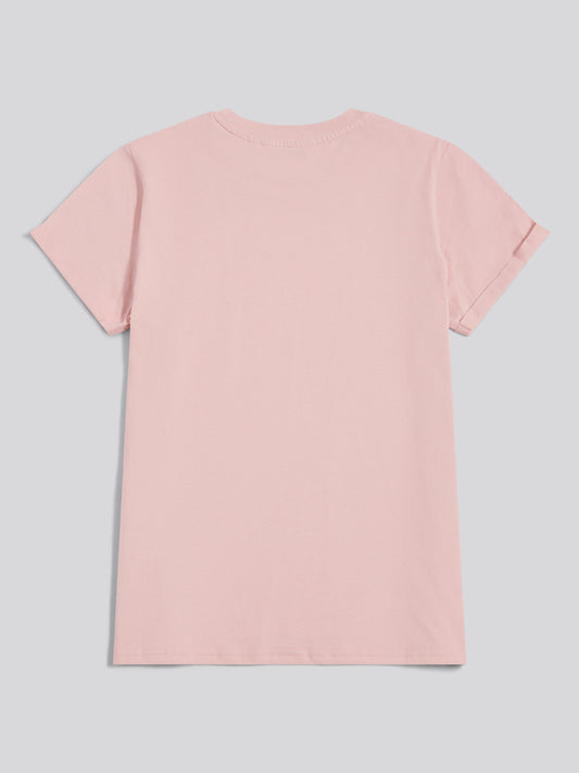 Duży tonalny DHM Emb Crew Seckie Srebrny różowy