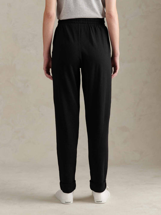 Womens Tonal Double Horsemen Roll Cuff Jogger in Black