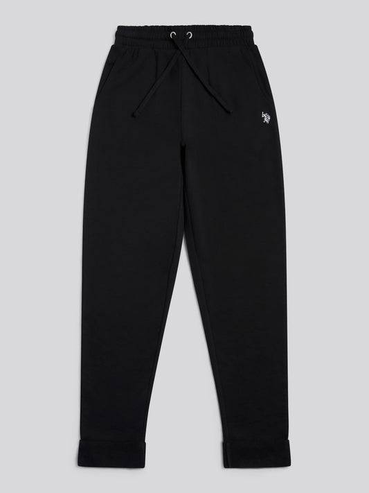 Womens Tonal Double Horsemen Roll Cuff Jogger in Black