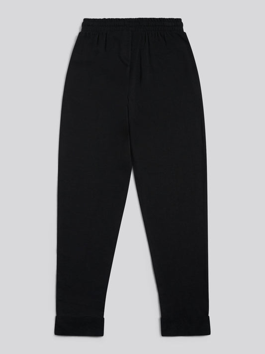 Womens Tonal Double Horsemen Roll Cuff Jogger in Black