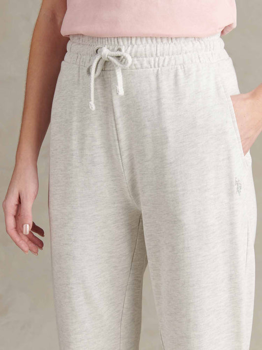 Womens Tonal Double Horsemen Roll Cuff Jogger in Light Grey Marl WUP