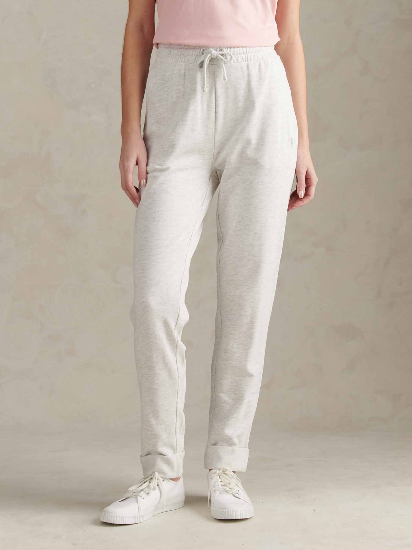 Womens Tonal Double Horsemen Roll Cuff Jogger in Light Grey Marl WUP