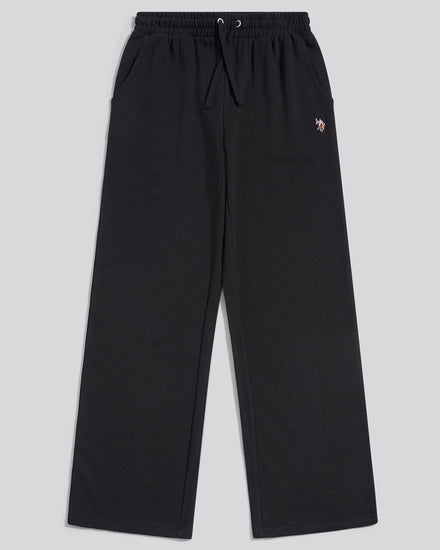 Womens Tonal Double Horsemen Wide Leg Jogger in Black