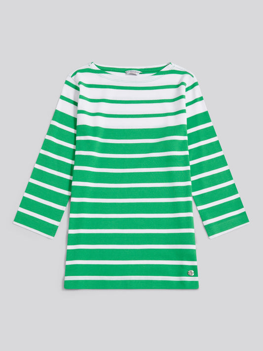 Womens Gradient Stripe Boatneck T-Shirt Kelly Green