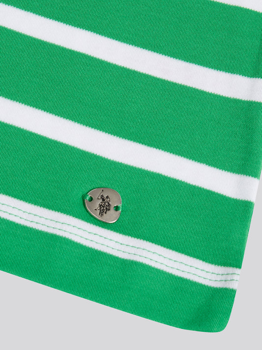 Womens Gradient Stripe Boatneck T-Shirt Kelly Green