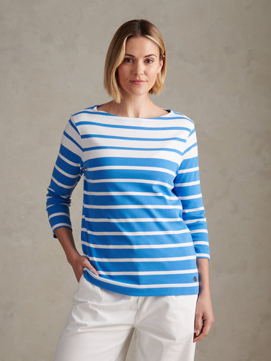 Womens Gradient Stripe Boatneck T-Shirt Regatta Blue