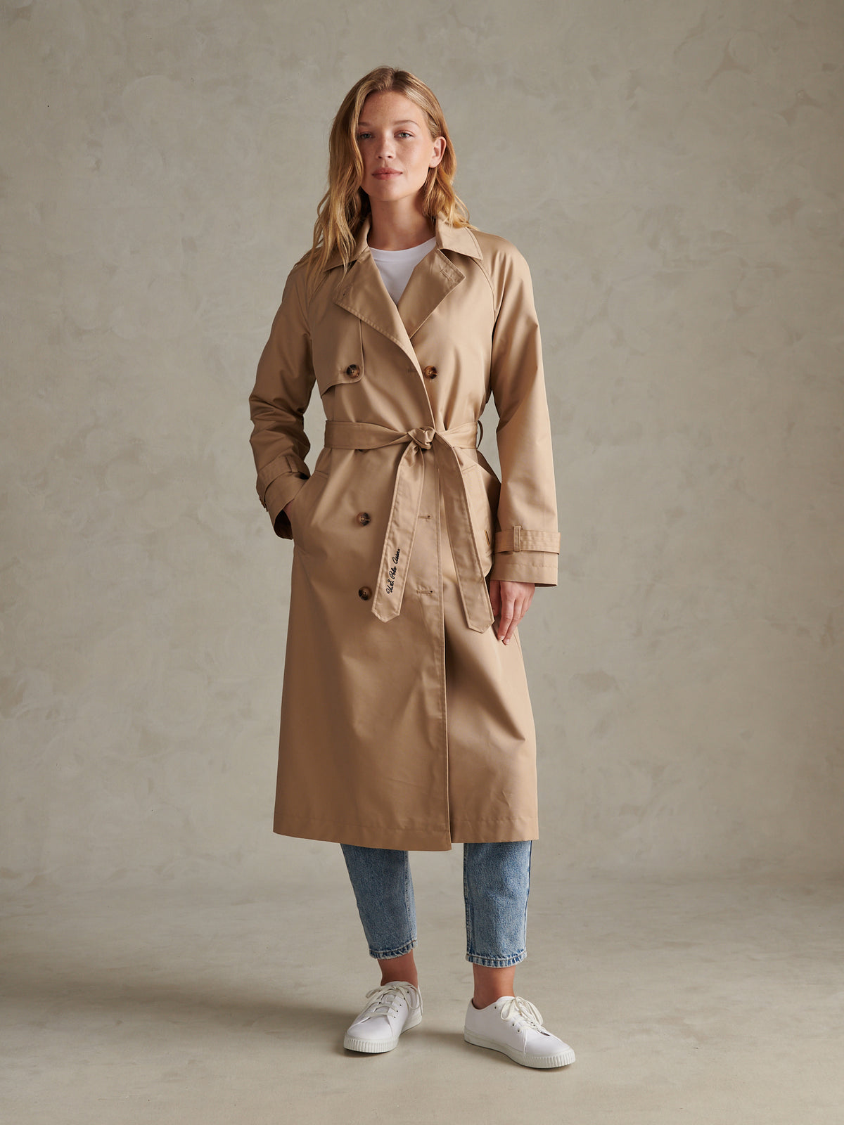 Womens Double Breasted Belted Trench Coat Incense