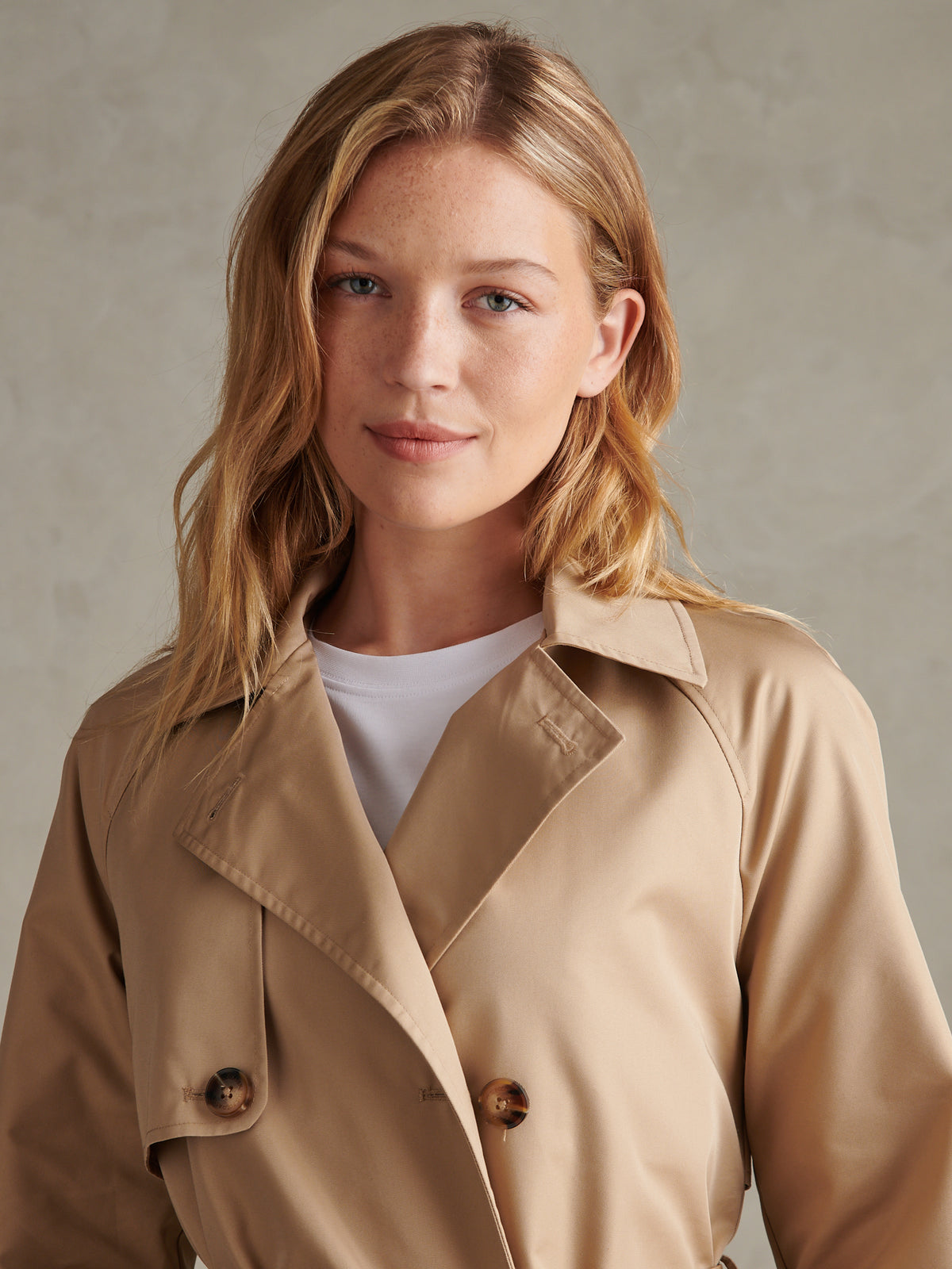Womens Double Breasted Belted Trench Coat Incense
