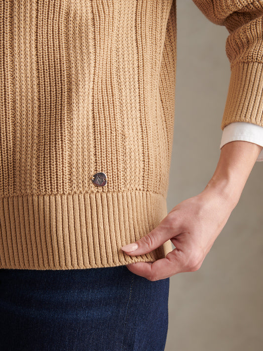 Womens Pure Cotton V Neck Jumper Incense