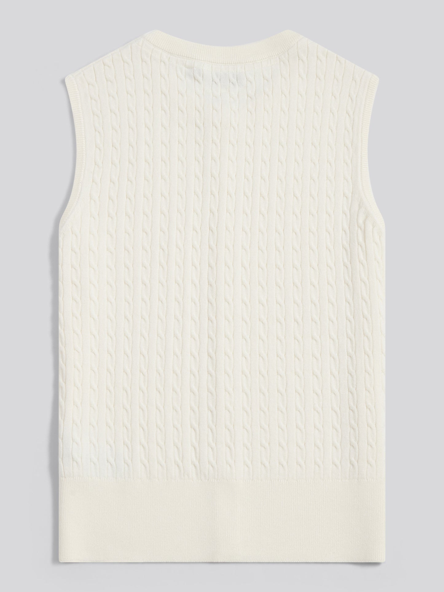 Womens Sleeveless Cable Knit Cardigan Marshmallow