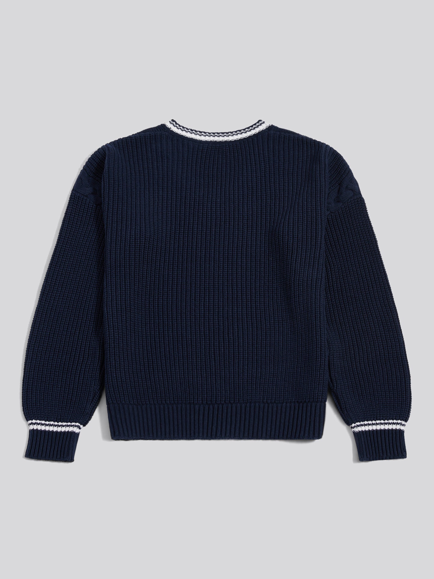 Womens Braid Cable Cricket Jumper Navy Iris