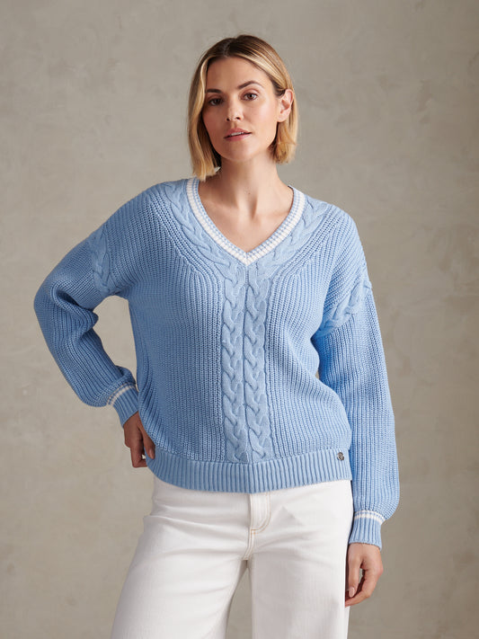 Womens Braid Cable Cricket Jumper Open Air