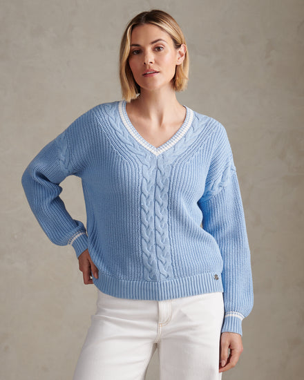 Womens Braid Cable Cricket Jumper Open Air