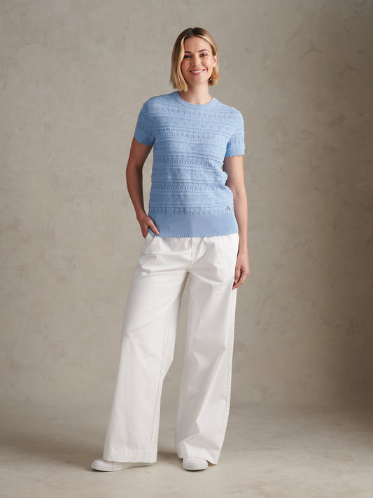 Womens Pointelle Knit T-Shirt Open Air