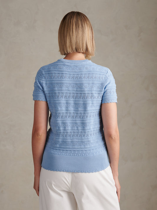 Womens Pointelle Knit T-Shirt Open Air
