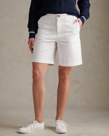 Womens Longline Chino Shorts Bright White