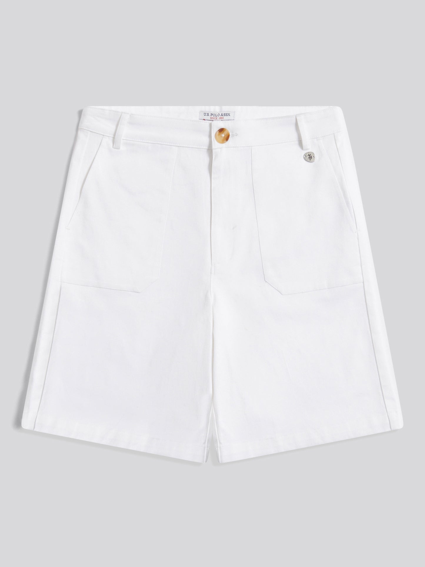Womens Longline Chino Shorts Bright White