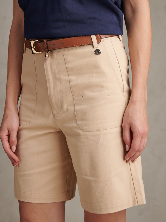 Womens Longline Chino Shorts Irish Cream