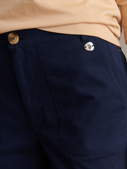 Womens Longline Chino Shorts Navy Iris
