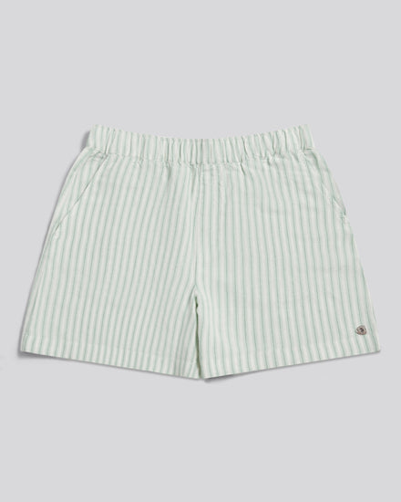 Womens Linen Blend Stripe Boxer Short Misty Jade