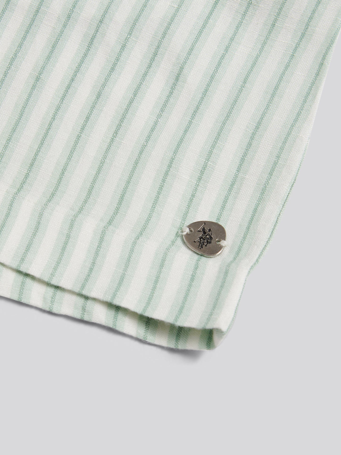 Womens Linen Blend Stripe Boxer Short Misty Jade