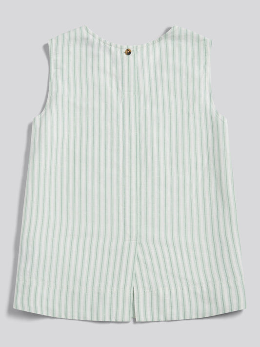 Womens Linen Blend Stripe V-Neck Shell Top Misty Jade