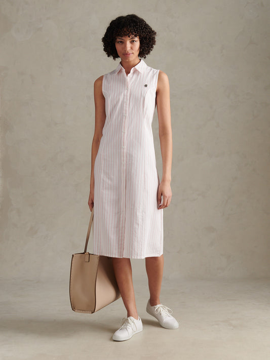 Womens Sleeveless Tie Back Midi Shirt Dress Crystal Rose