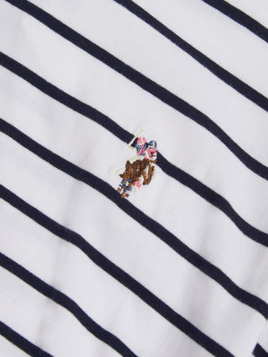 Womens Stripe Tie Detail Midi Dress Bright White