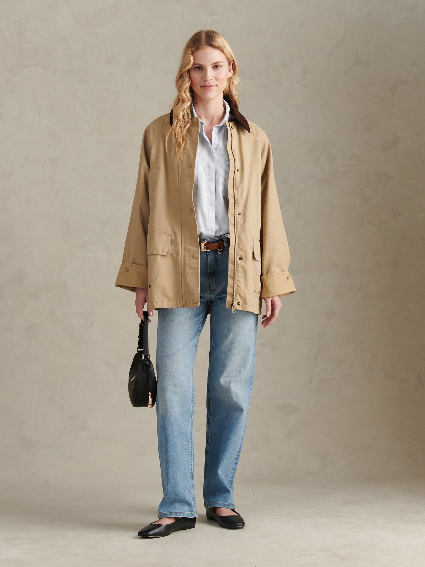 Womens Waxed Cotton Short Parka Trench Coat