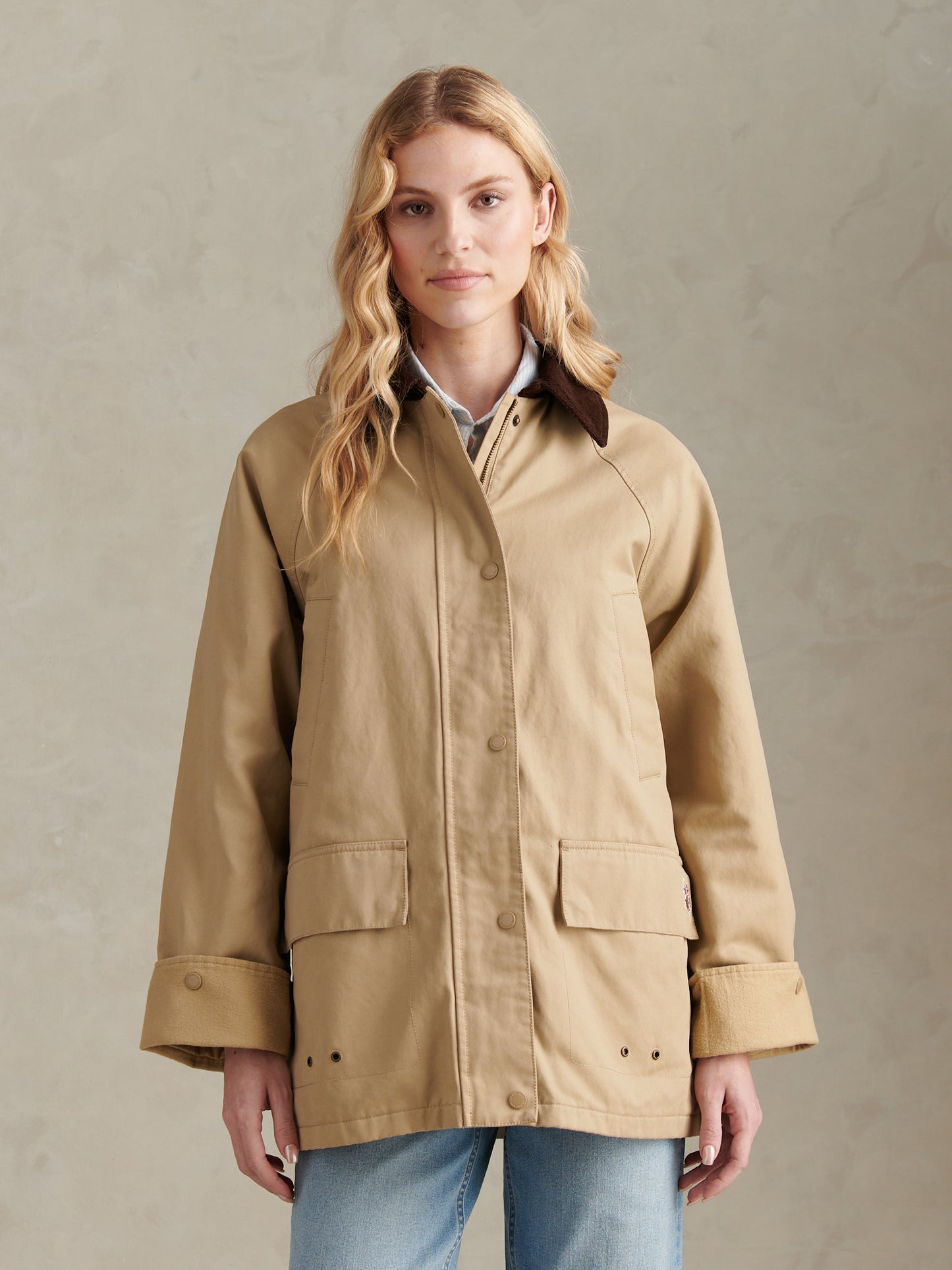 Womens Waxed Cotton Short Parka Trench Coat