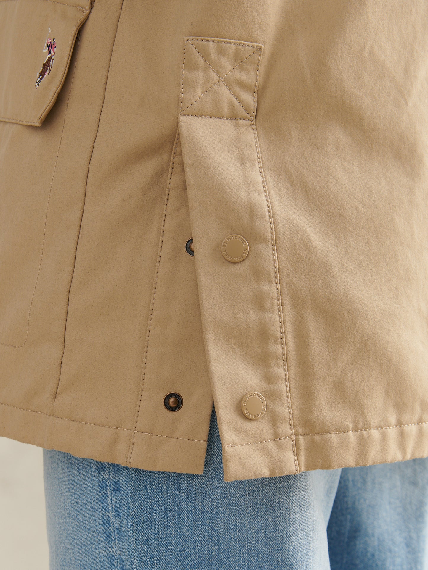 Womens Waxed Cotton Short Parka Trench Coat