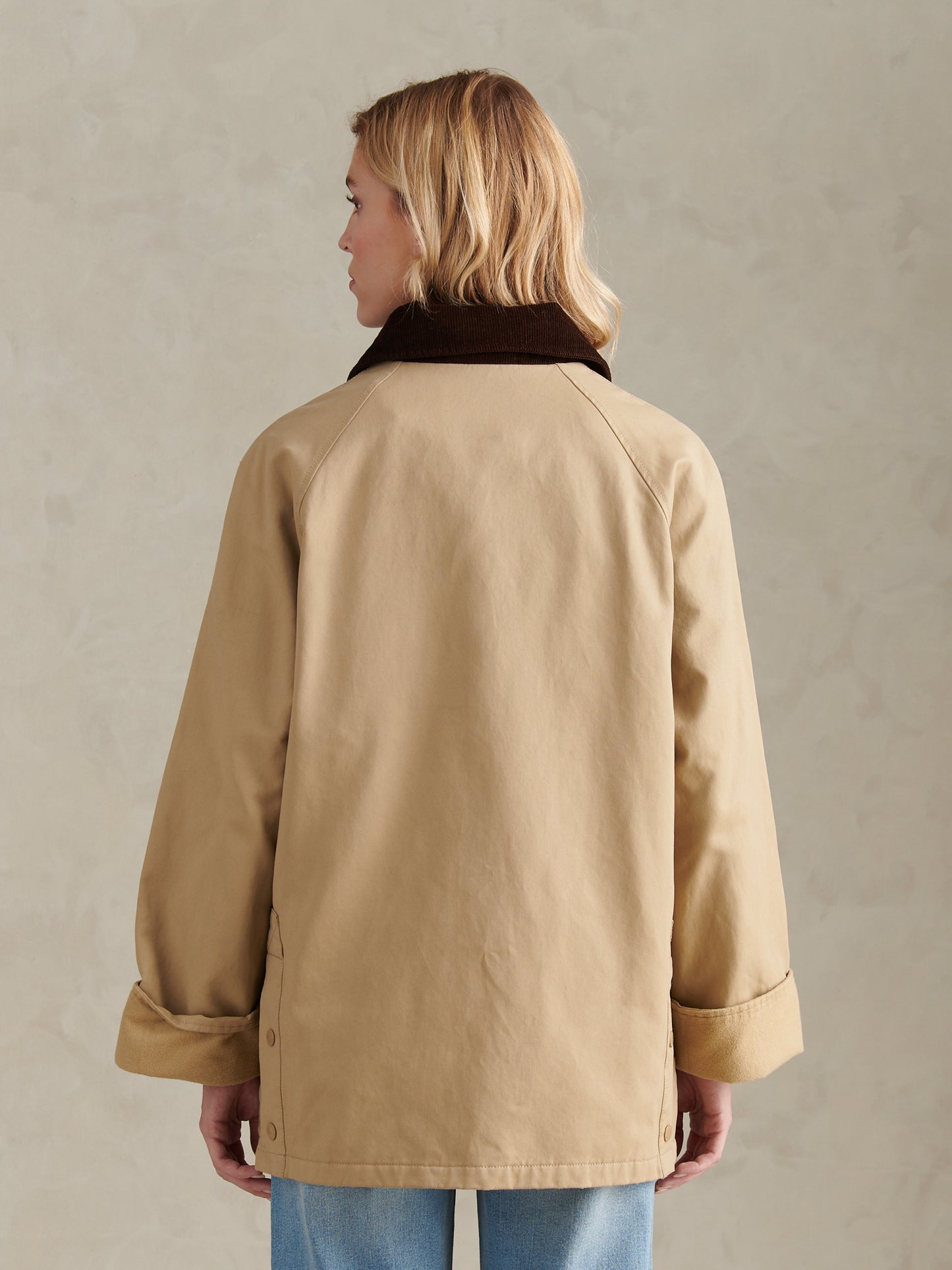 Womens Waxed Cotton Short Parka Trench Coat