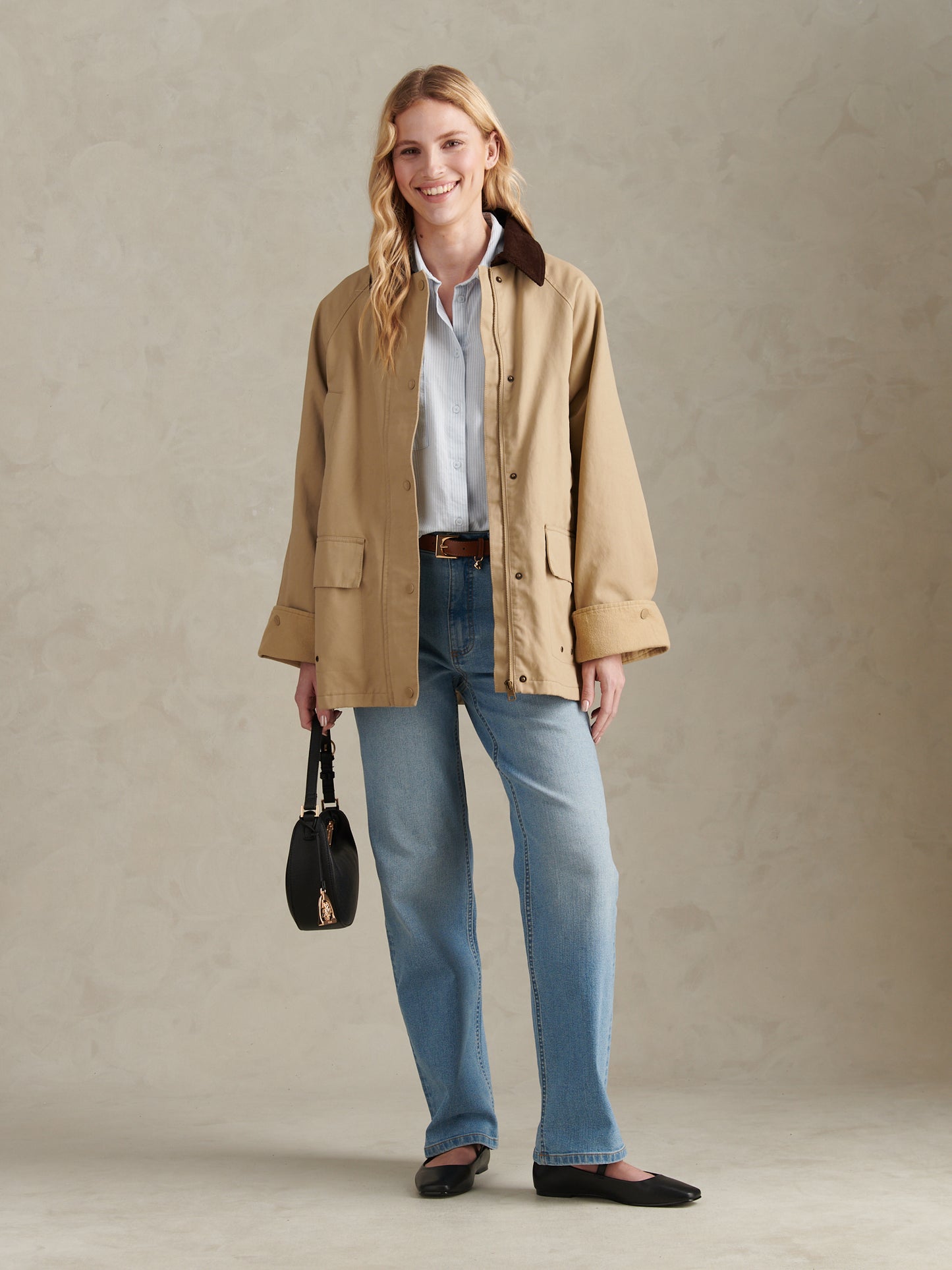 Womens Waxed Cotton Short Parka Trench Coat