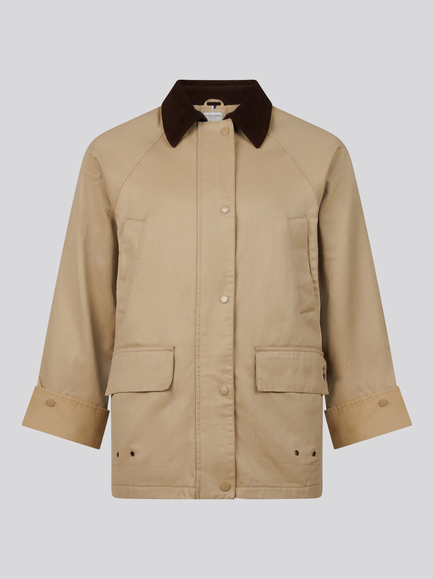 Womens Waxed Cotton Short Parka Trench Coat