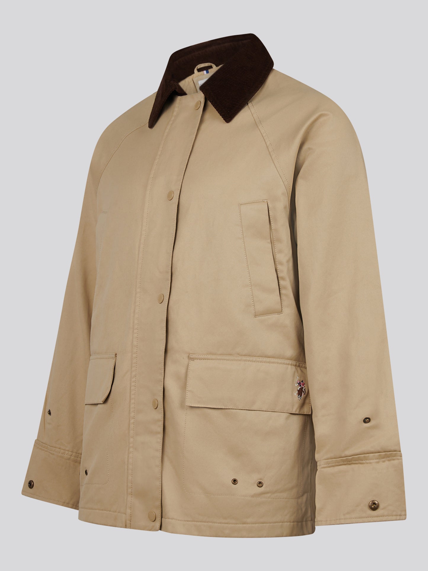 Womens Waxed Cotton Short Parka Trench Coat