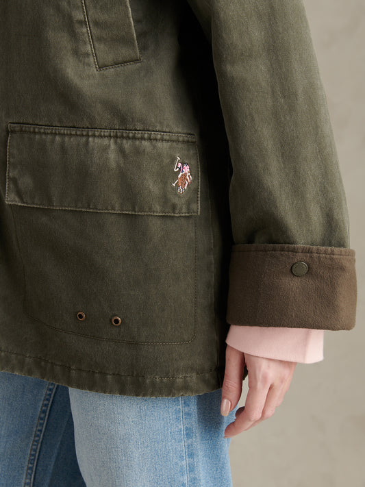 Womens Waxed Cotton Short Parka Chimera