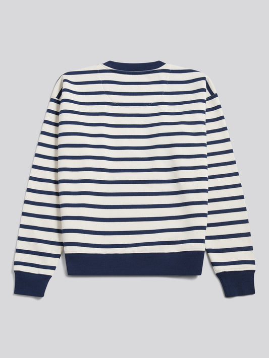 Womens Stripe Crew Neck Sweatshirt Marshmallow