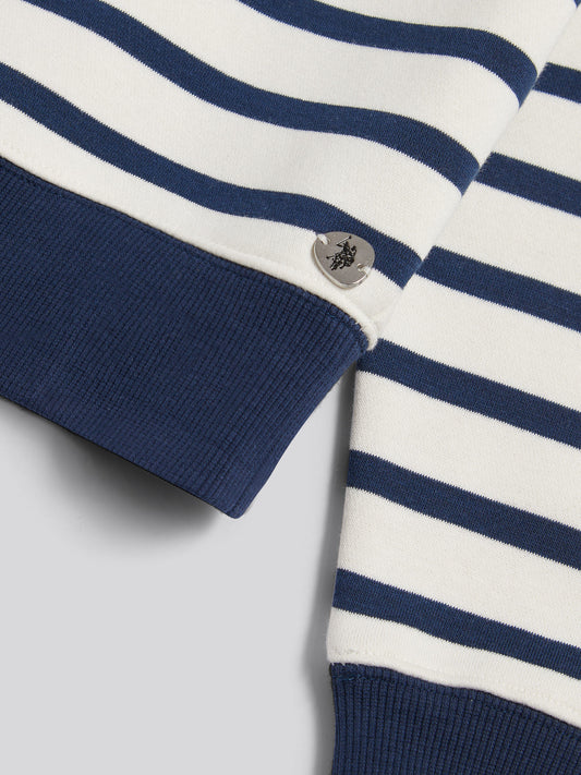 Womens Stripe Crew Neck Sweatshirt Marshmallow